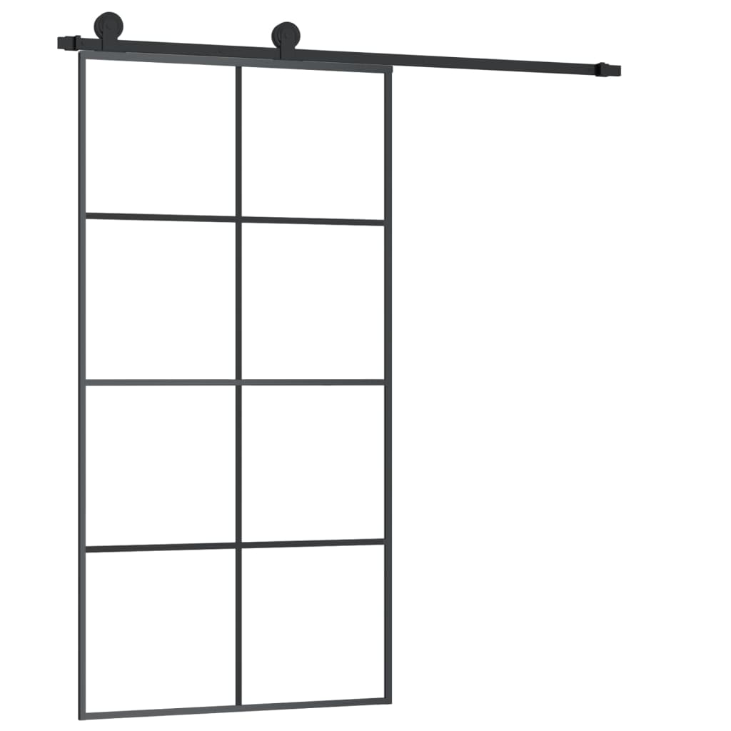 skydedør med hardwaresæt 102,5x205 cm sikkerhedsglas aluminium