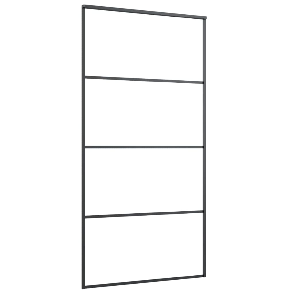 skydedør med hardwaresæt 102,5x205 cm sikkerhedsglas aluminium