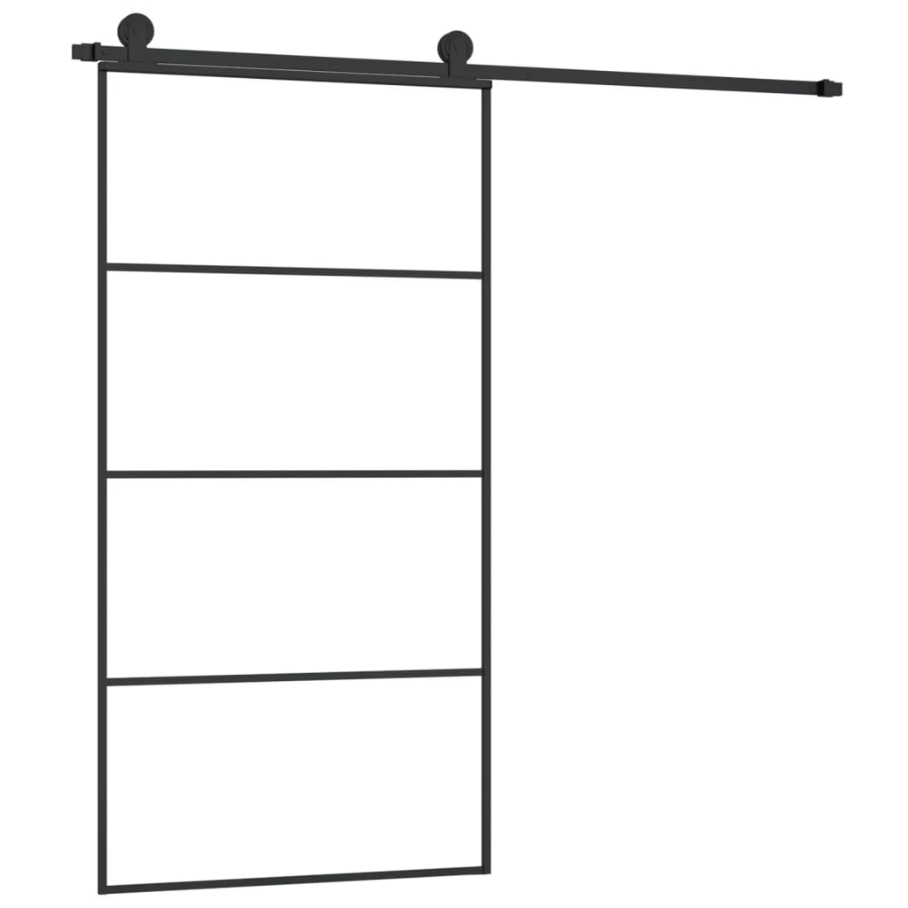 skydedør med hardwaresæt 102,5x205 cm sikkerhedsglas aluminium