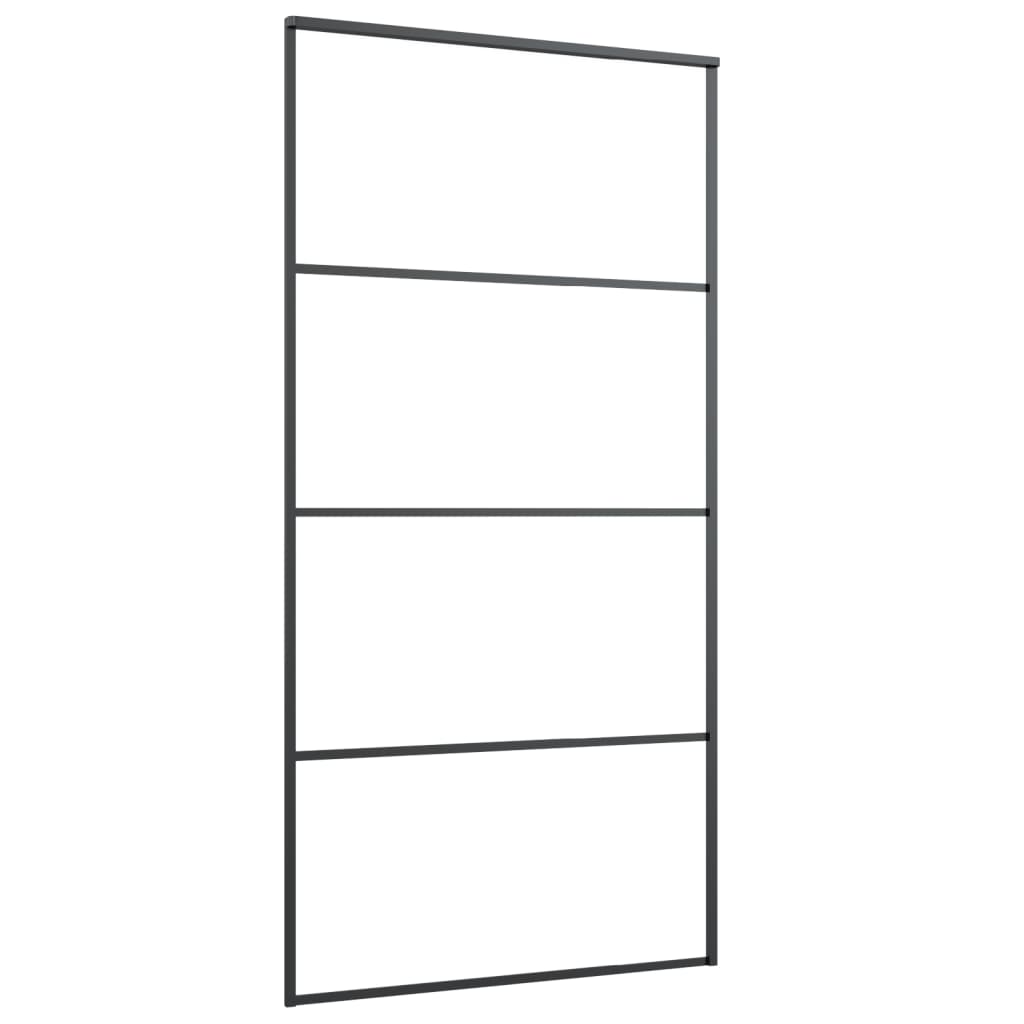 skydedør med hardwaresæt 102,5x205 cm sikkerhedsglas aluminium