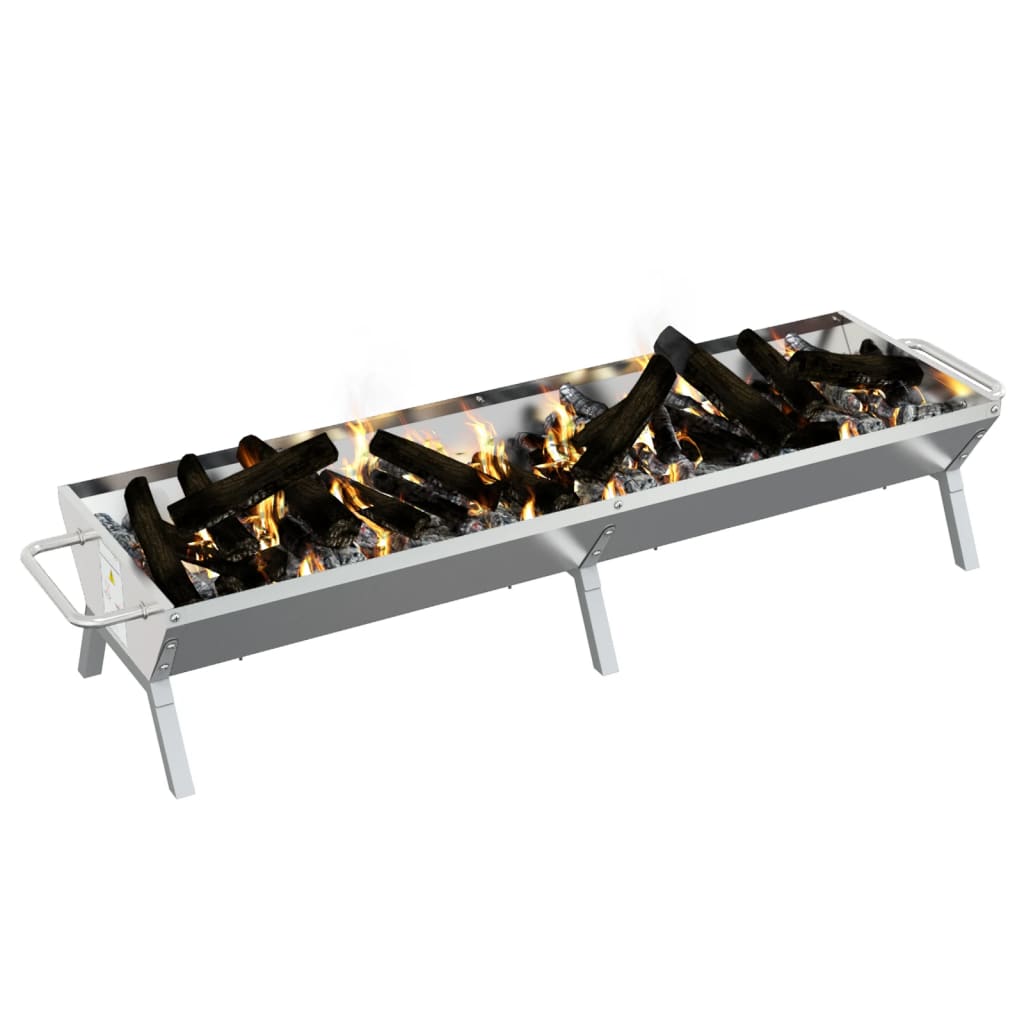 grillbakke 158x42x31 cm rustfrit stål sølvfarvet