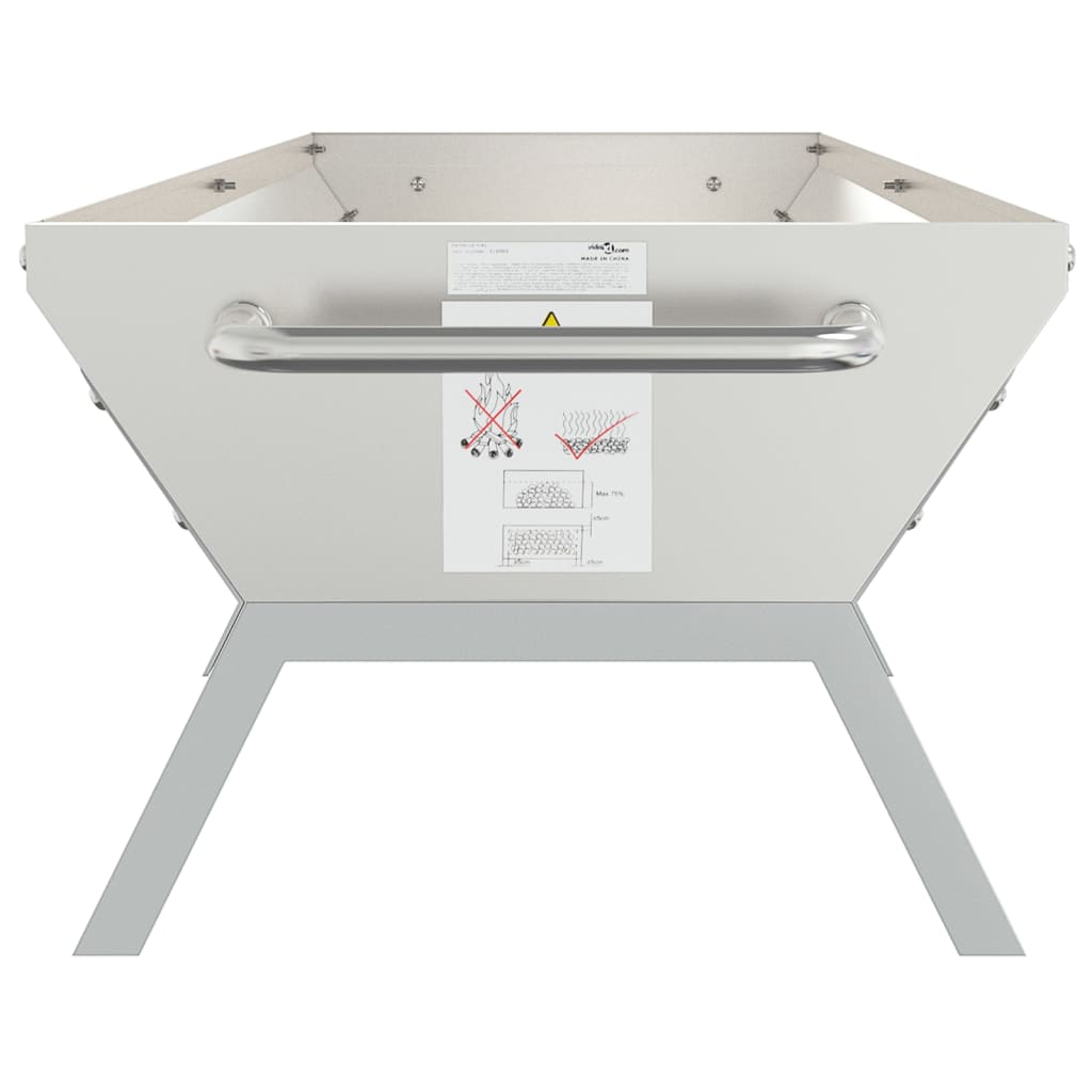 grillbakke 158x42x31 cm rustfrit stål sølvfarvet