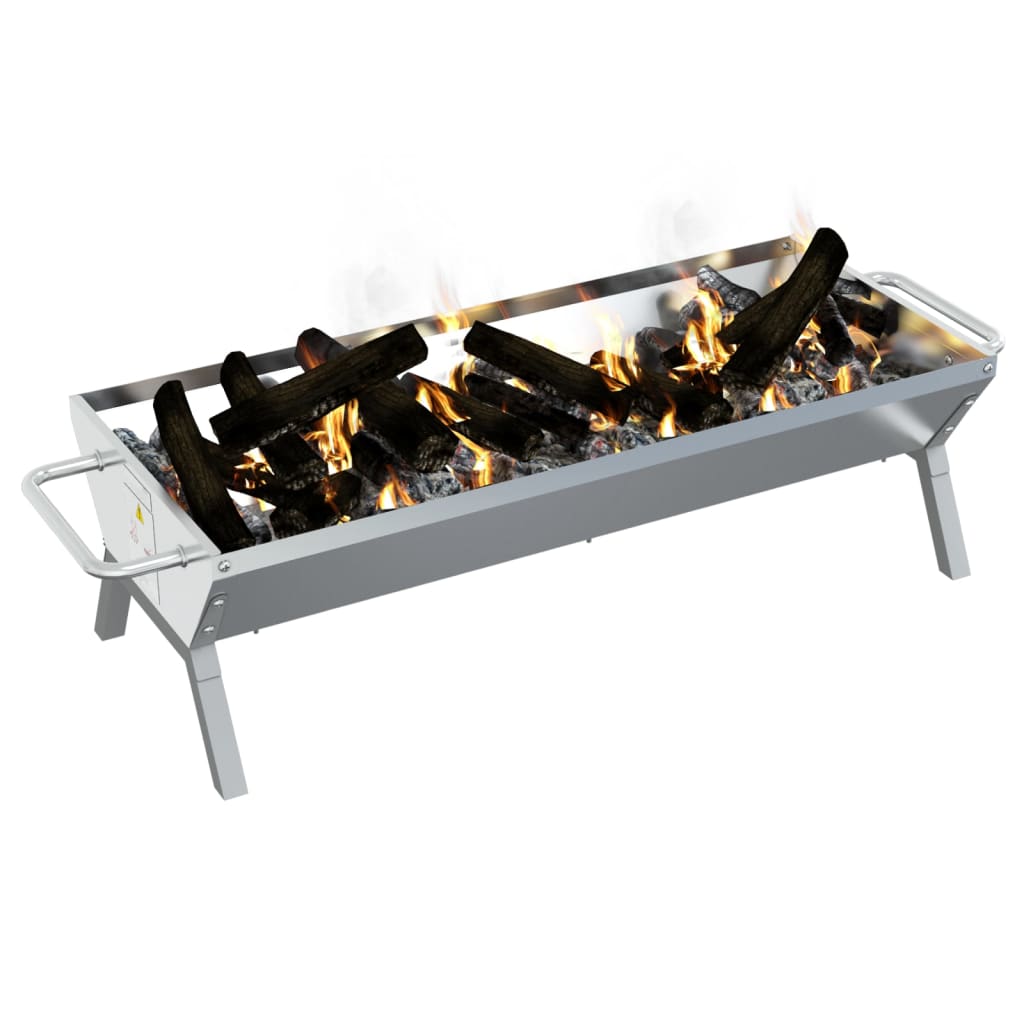 grillbakke 118x42x30,5 cm rustfrit stål sølvfarvet