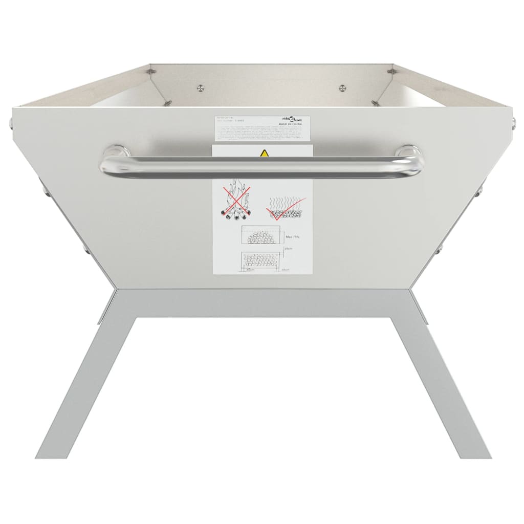grillbakke 118x42x30,5 cm rustfrit stål sølvfarvet