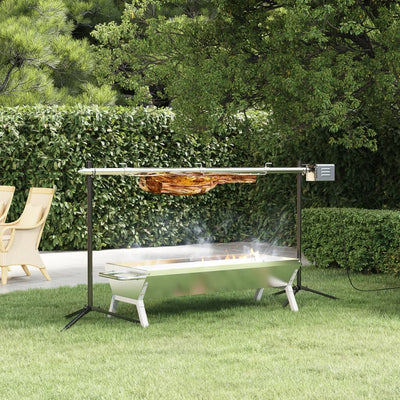 grillbakke 118x42x30,5 cm rustfrit stål sølvfarvet