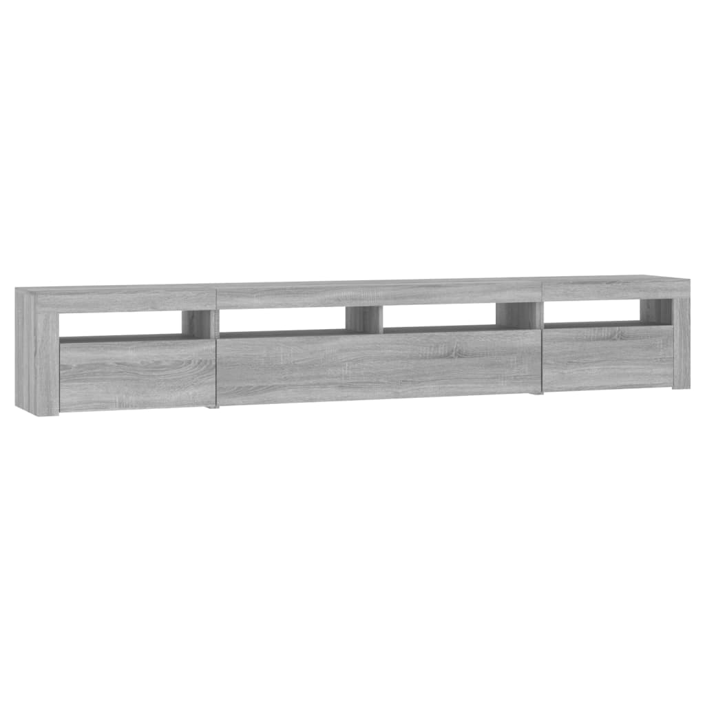 tv-skab med LED-lys 240x35x40 cm grå sonoma-eg