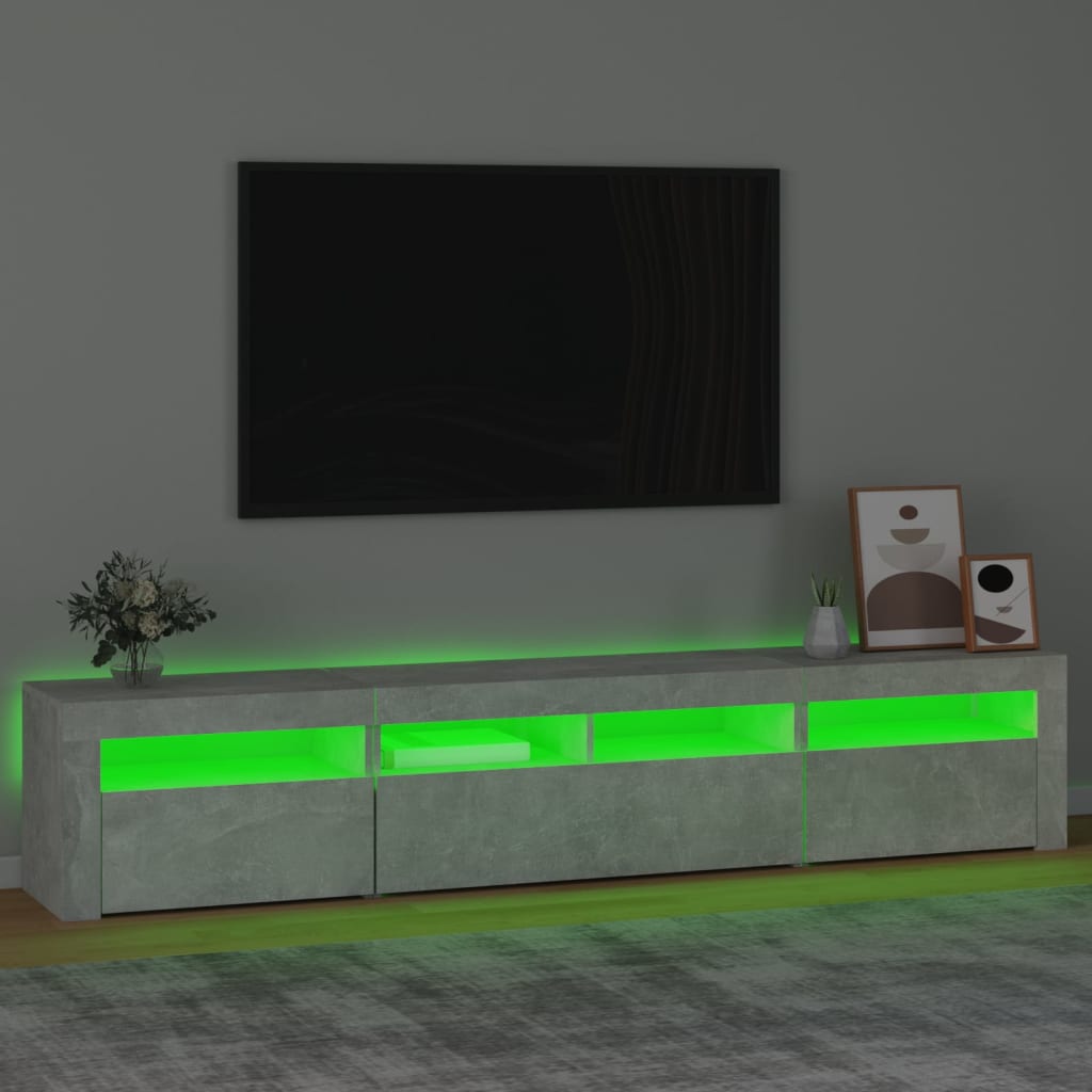 tv-skab med LED-lys 210x35x40 cm betongrå