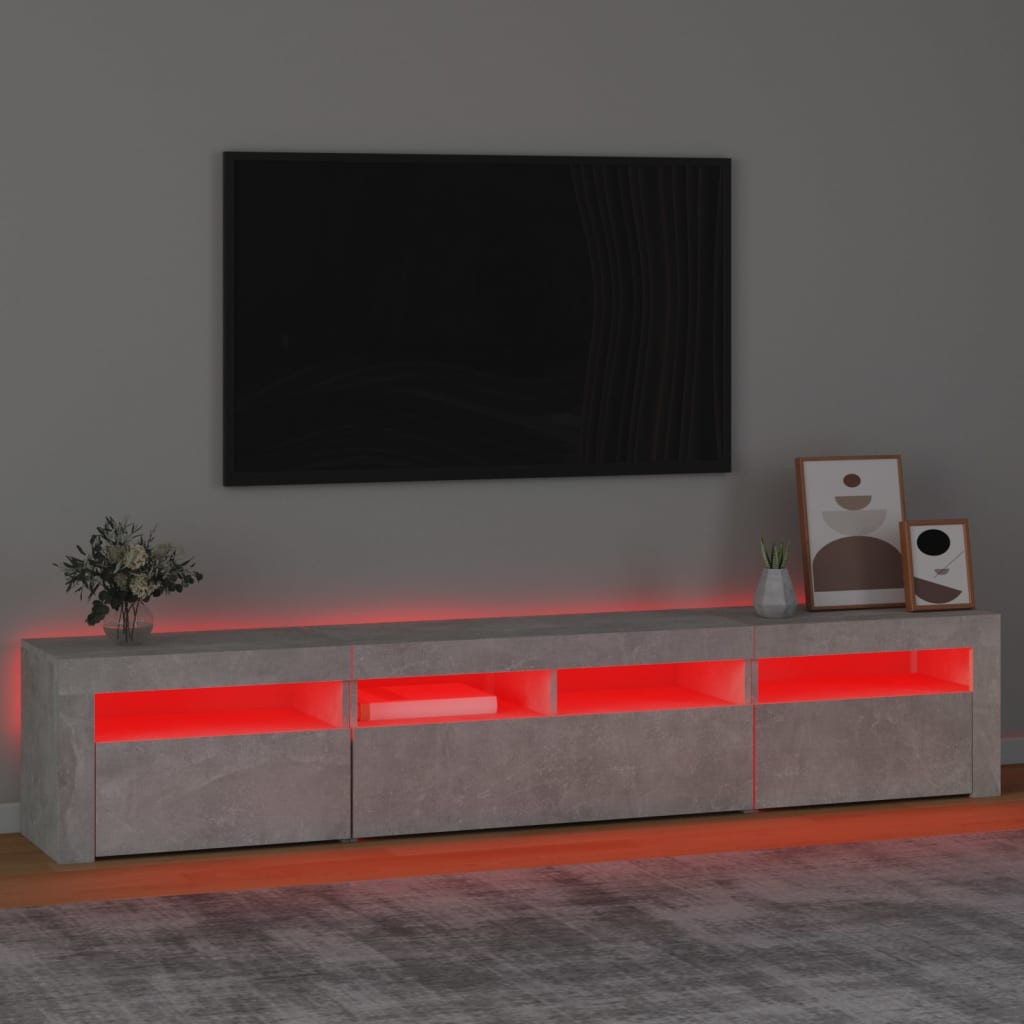 tv-skab med LED-lys 210x35x40 cm betongrå