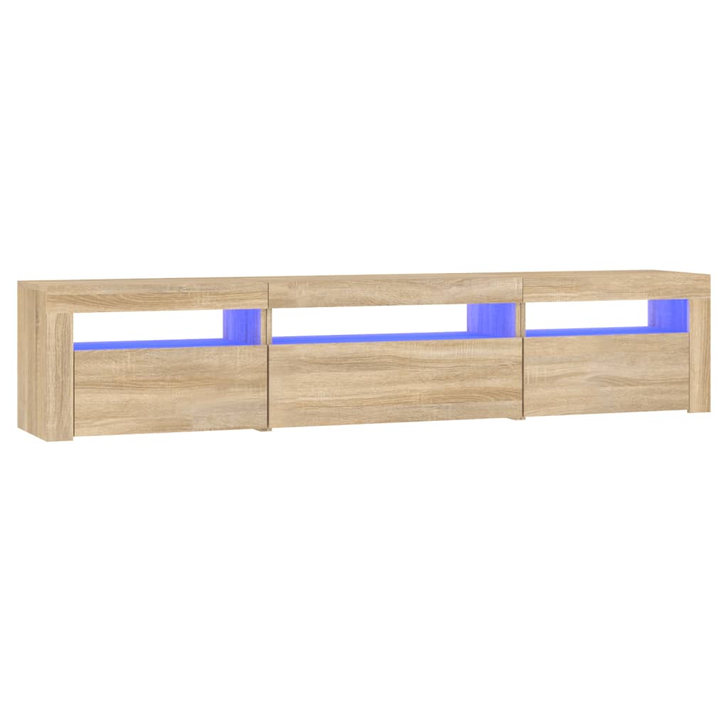 tv-bord med LED-lys 195x35x40 cm sonoma-eg