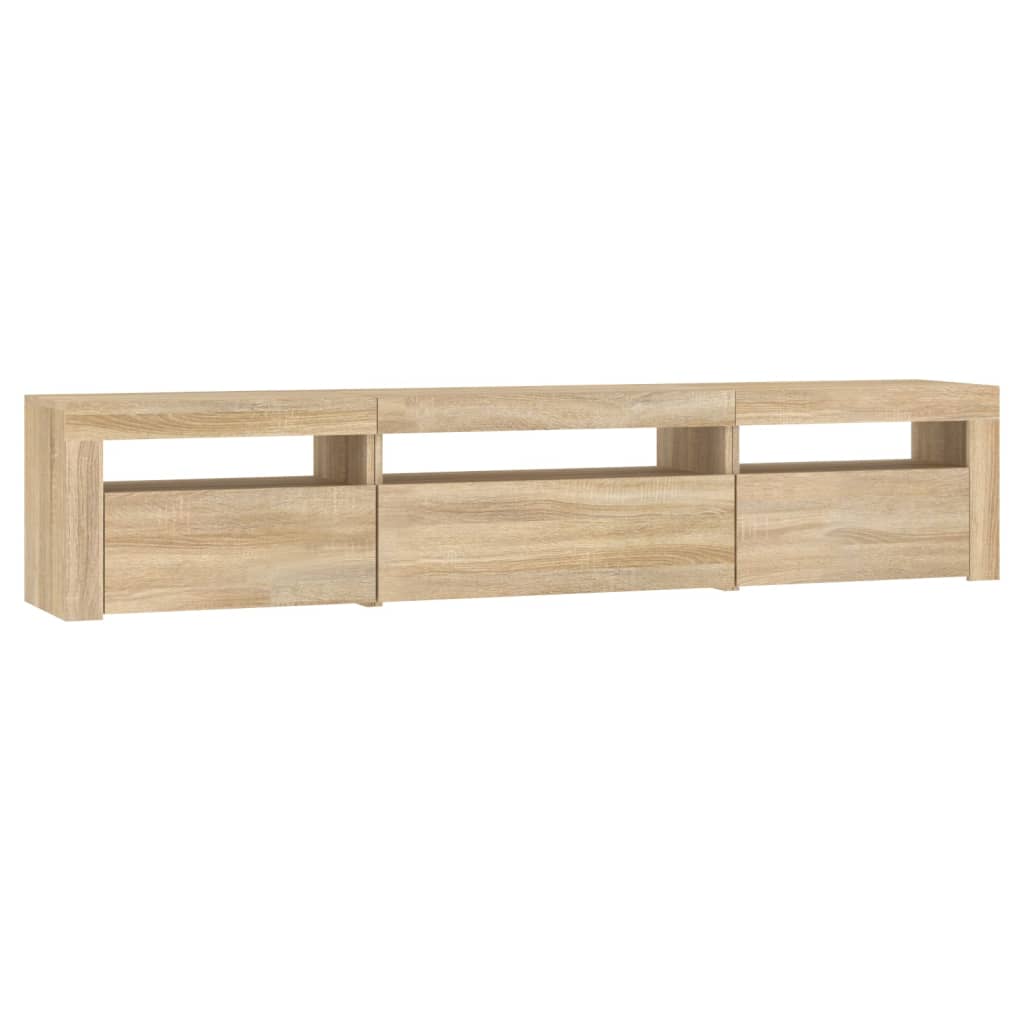 tv-bord med LED-lys 195x35x40 cm sonoma-eg