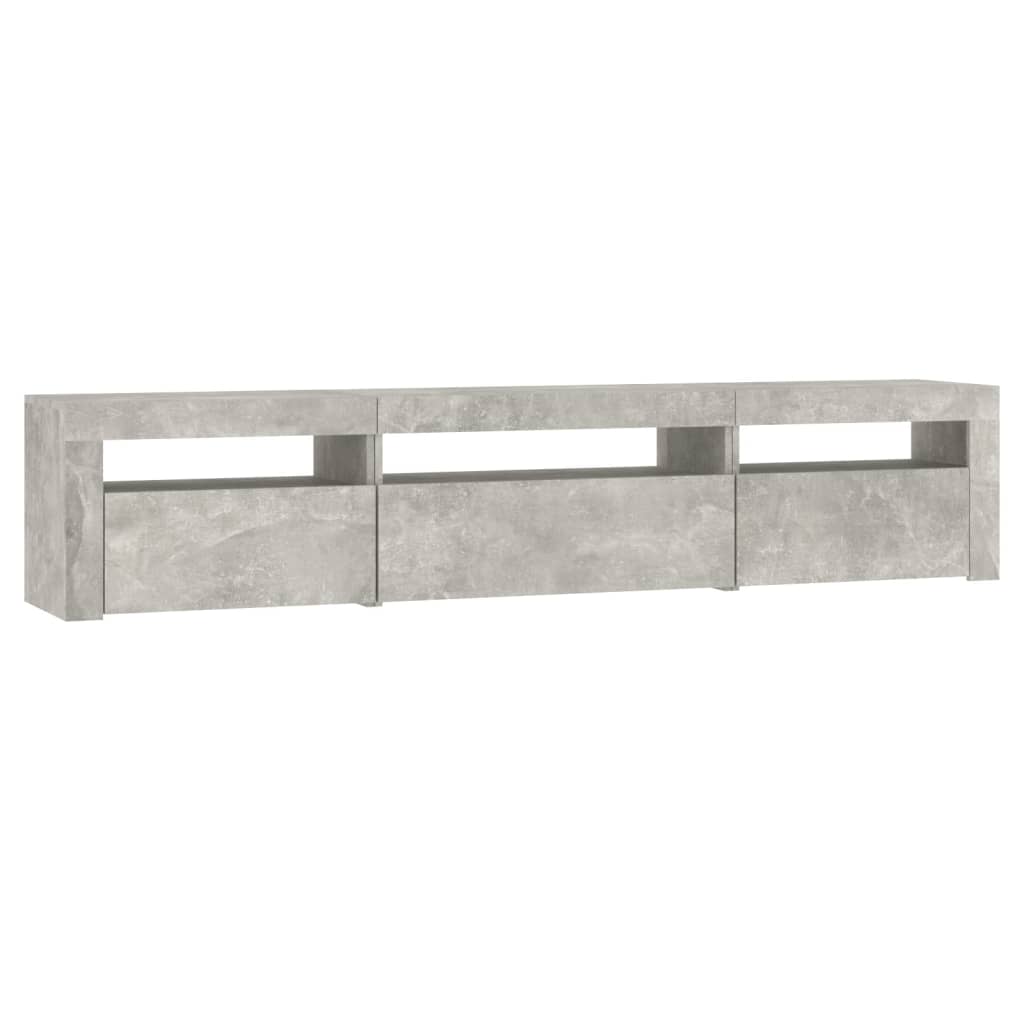 sengebord med LED-lys 195x35x40 cm betongrå