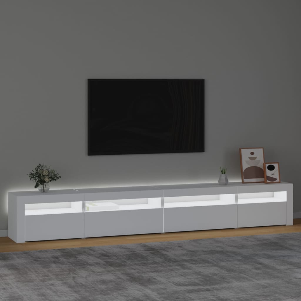 tv-skab med LED-lys 270x35x40 cm hvid