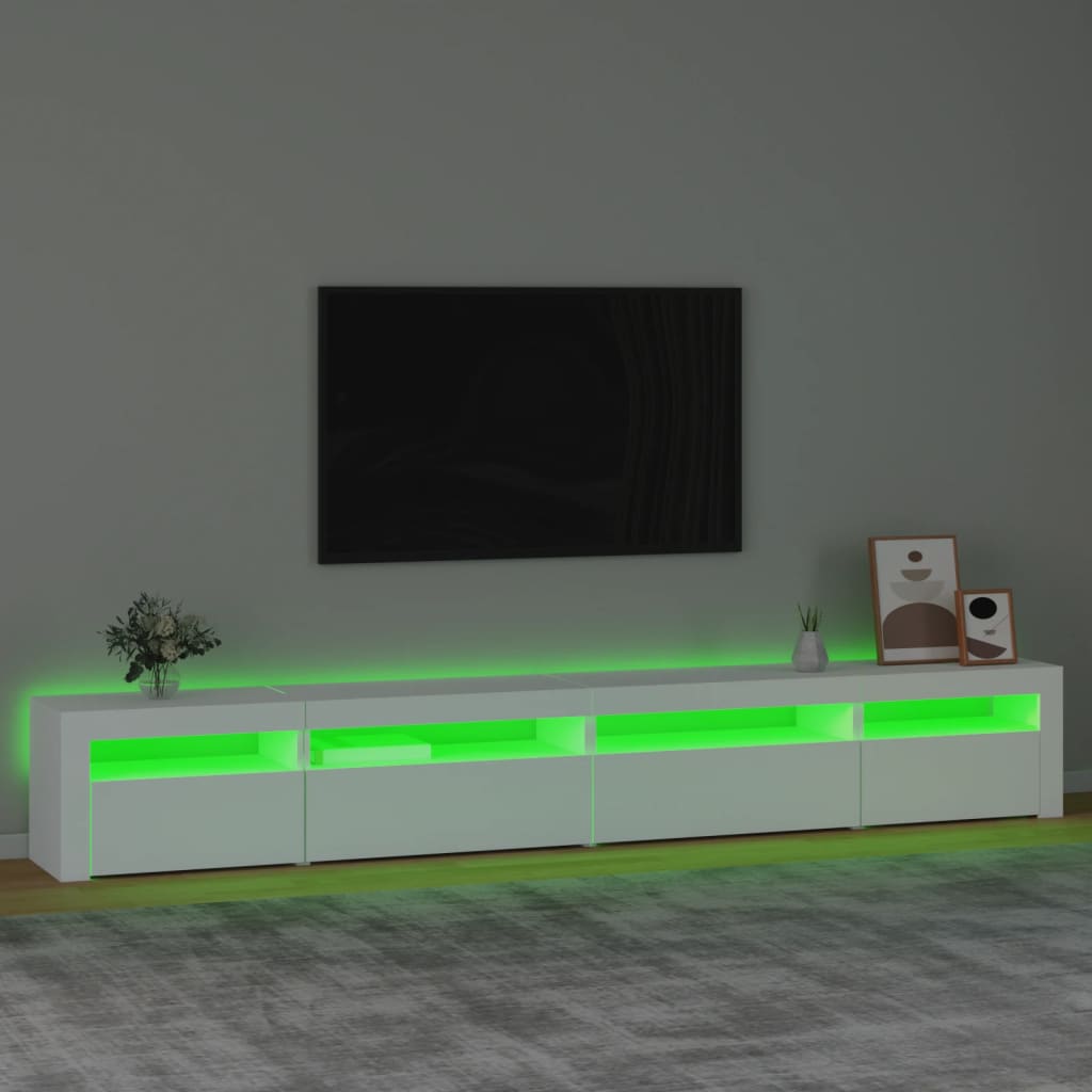 tv-skab med LED-lys 270x35x40 cm hvid