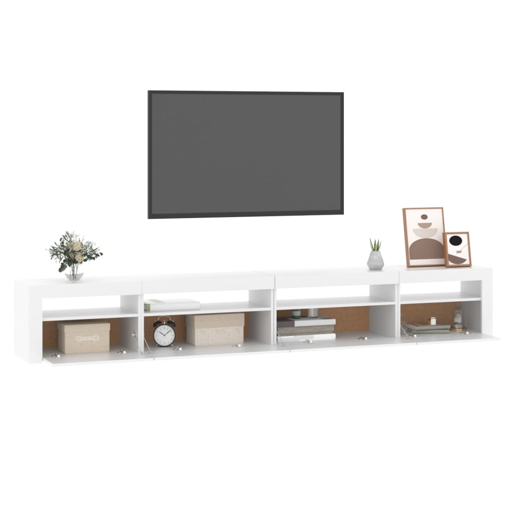 tv-skab med LED-lys 270x35x40 cm hvid