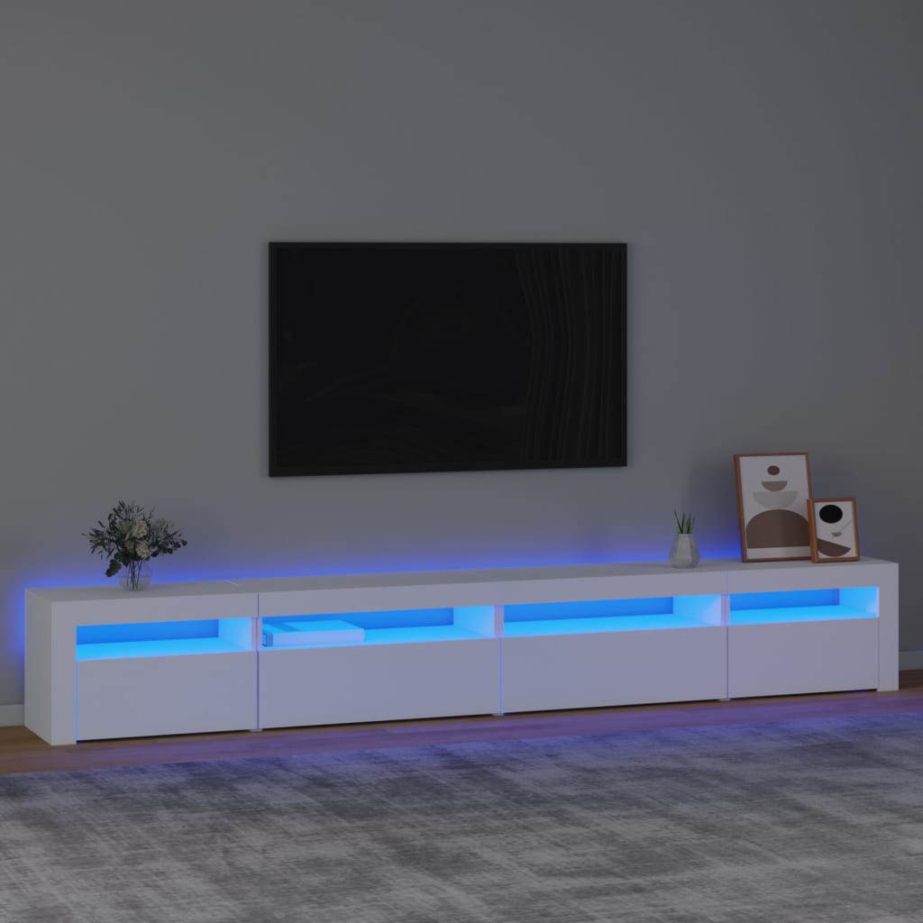 tv-skab med LED-lys 270x35x40 cm hvid