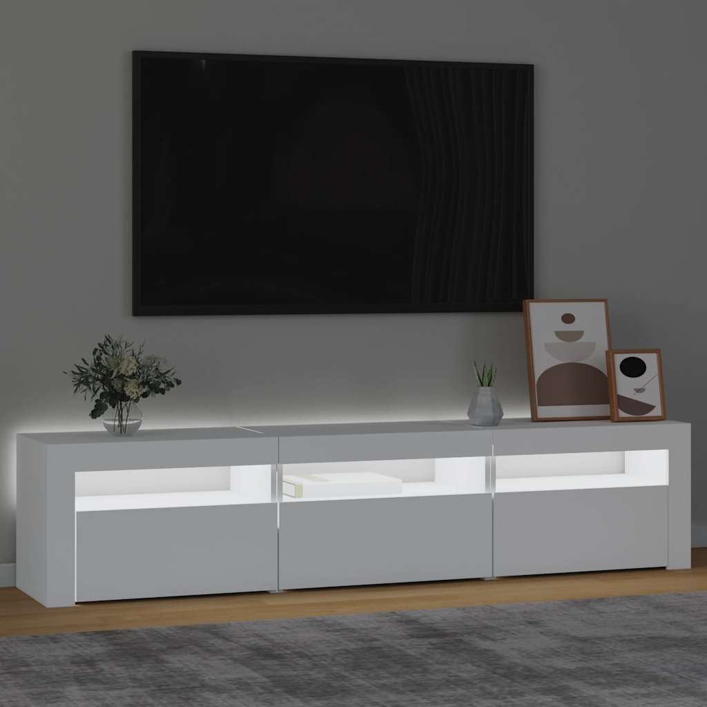 tv-skab med LED-lys 180x35x40 cm hvid