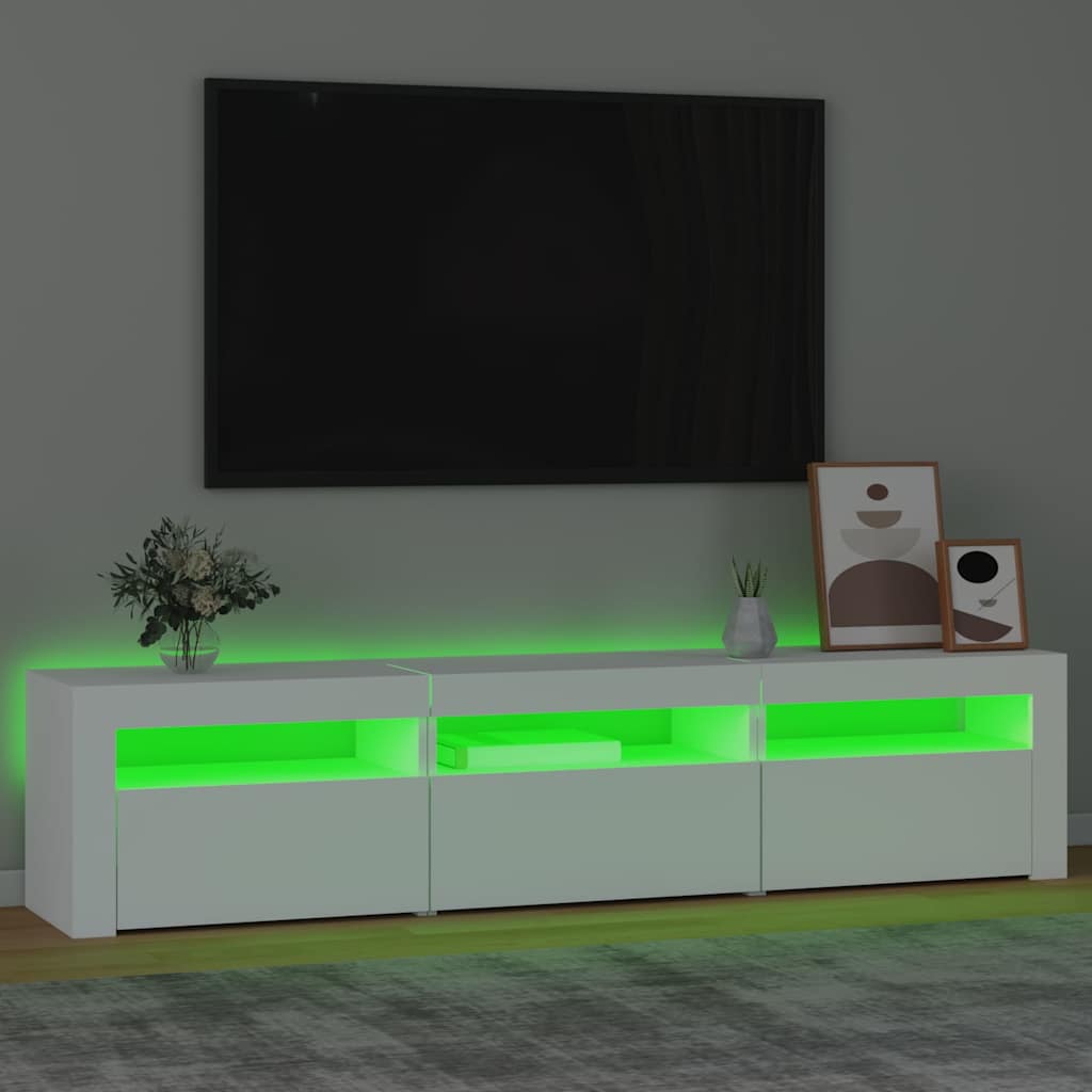 tv-skab med LED-lys 180x35x40 cm hvid