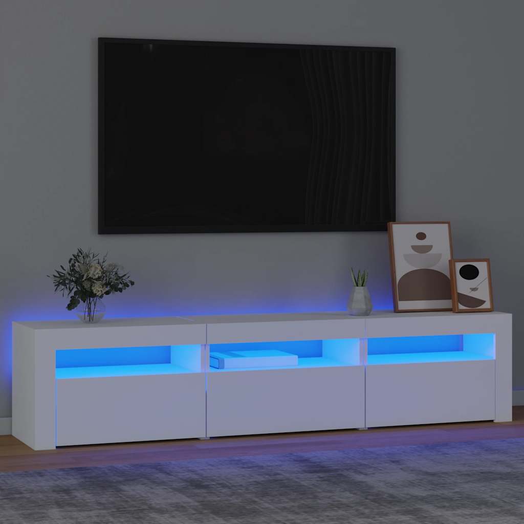 tv-skab med LED-lys 180x35x40 cm hvid