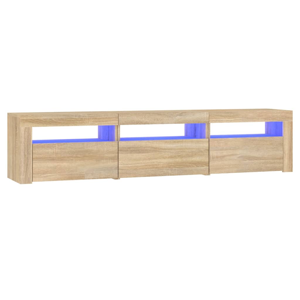 tv-bord med LED-lys 180x35x40 cm sonoma-eg