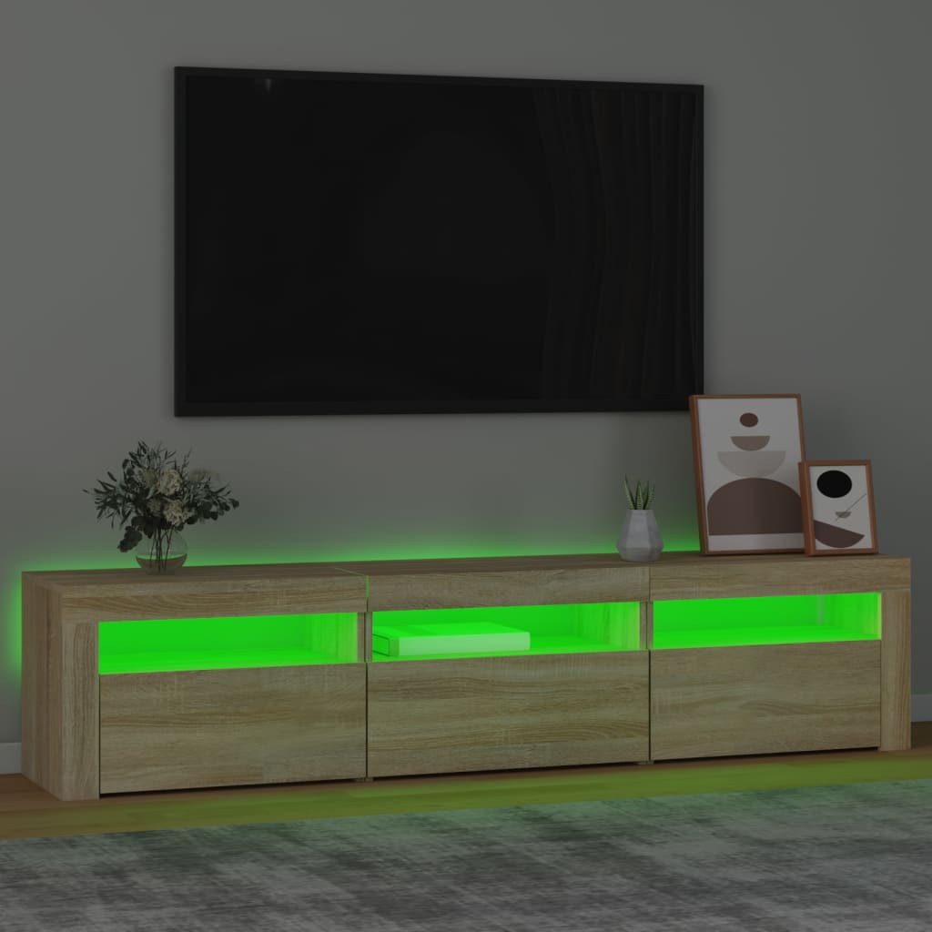 tv-bord med LED-lys 180x35x40 cm sonoma-eg