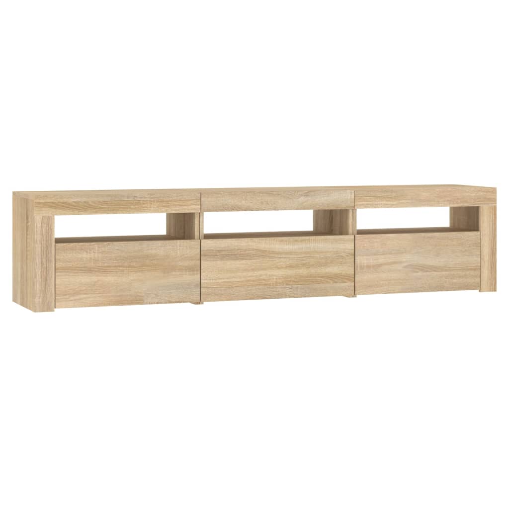 tv-bord med LED-lys 180x35x40 cm sonoma-eg