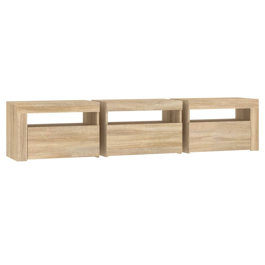tv-bord med LED-lys 180x35x40 cm sonoma-eg