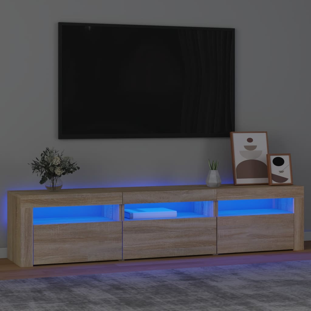 tv-bord med LED-lys 180x35x40 cm sonoma-eg