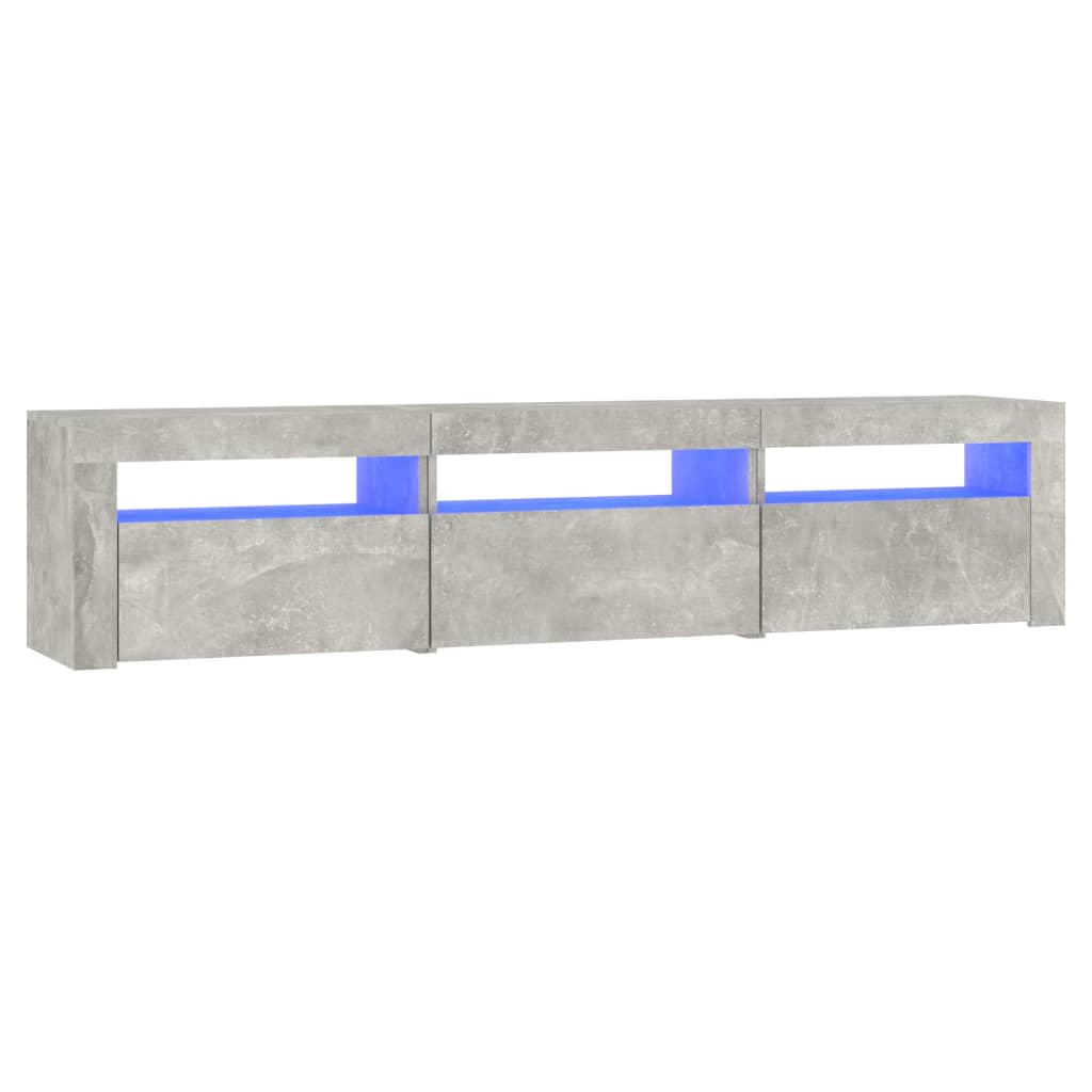 tv-bord med LED-lys 180x35x40 cm betongrå