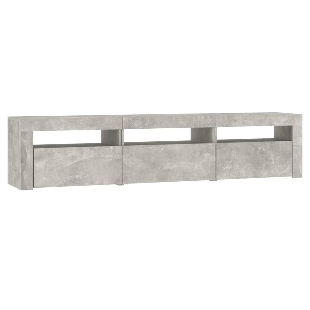 tv-bord med LED-lys 180x35x40 cm betongrå