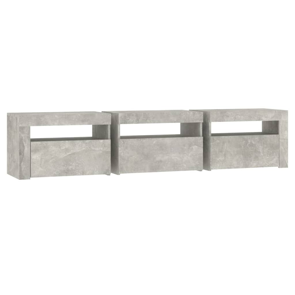 tv-bord med LED-lys 180x35x40 cm betongrå