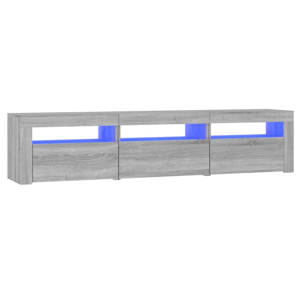 tv-bord med LED-lys 180x35x40 cm grå sonoma-eg
