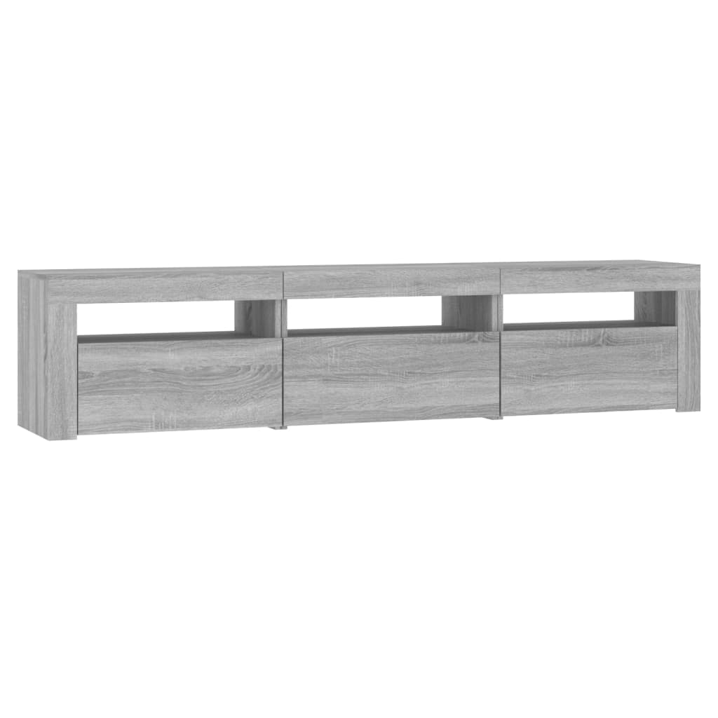 tv-bord med LED-lys 180x35x40 cm grå sonoma-eg