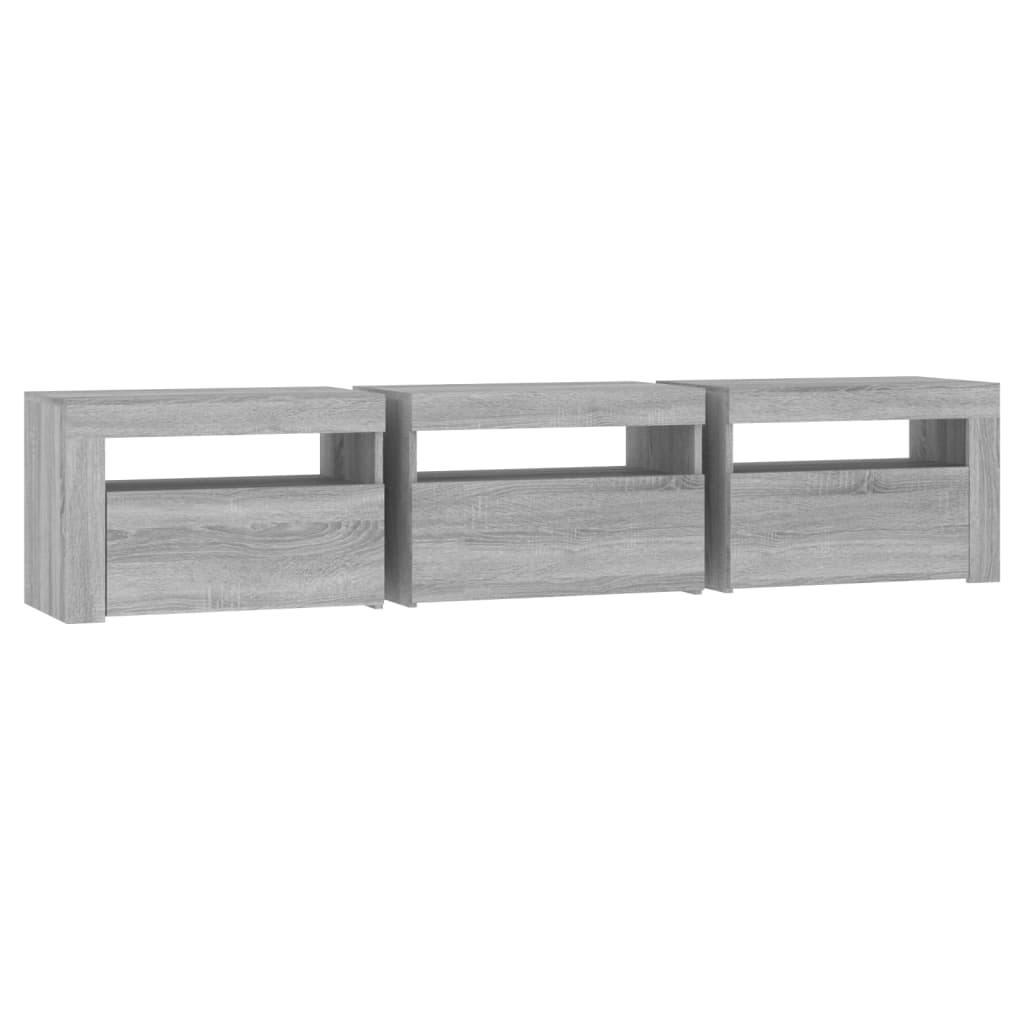tv-bord med LED-lys 180x35x40 cm grå sonoma-eg