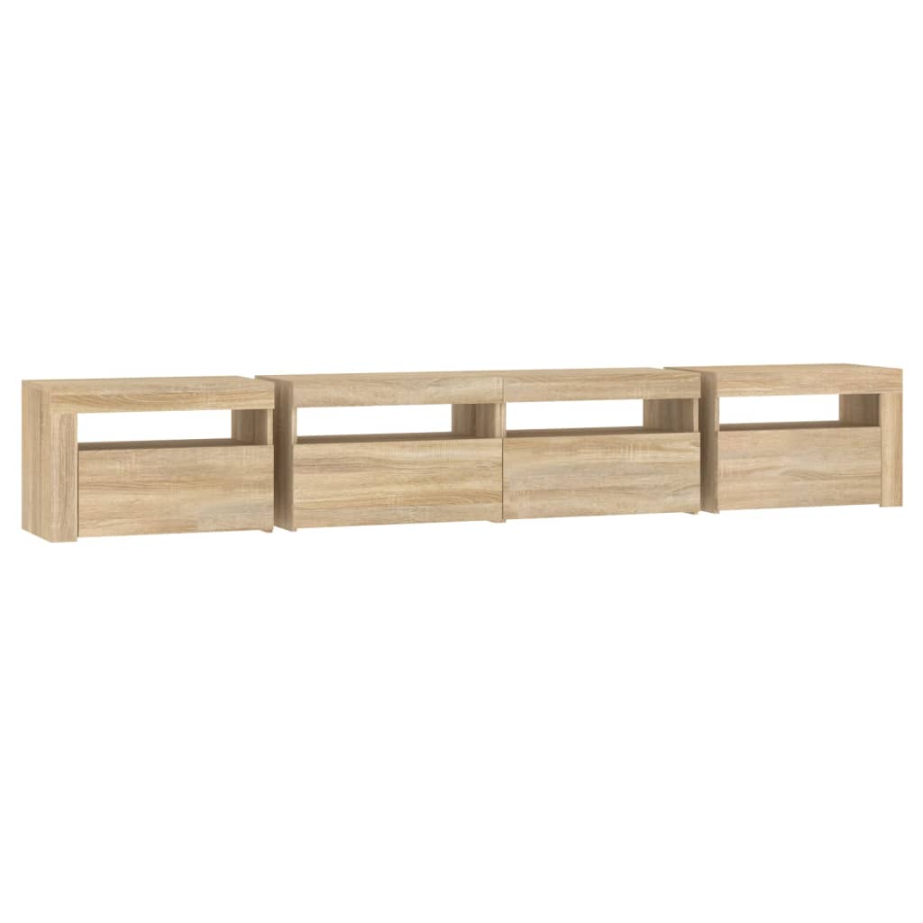 tv-skab med LED-lys 240x35x40 cm sonoma-eg