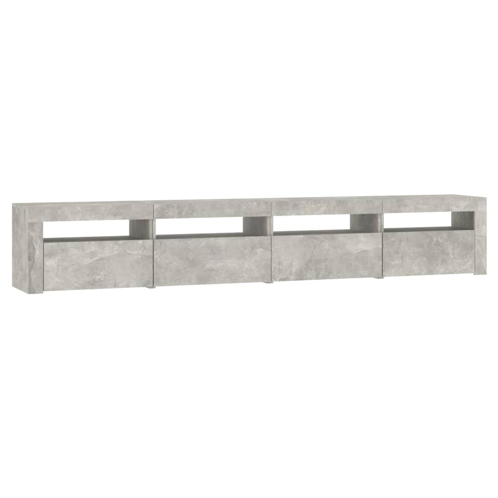 sengebord med LED-lys 240x35x40 cm betongrå