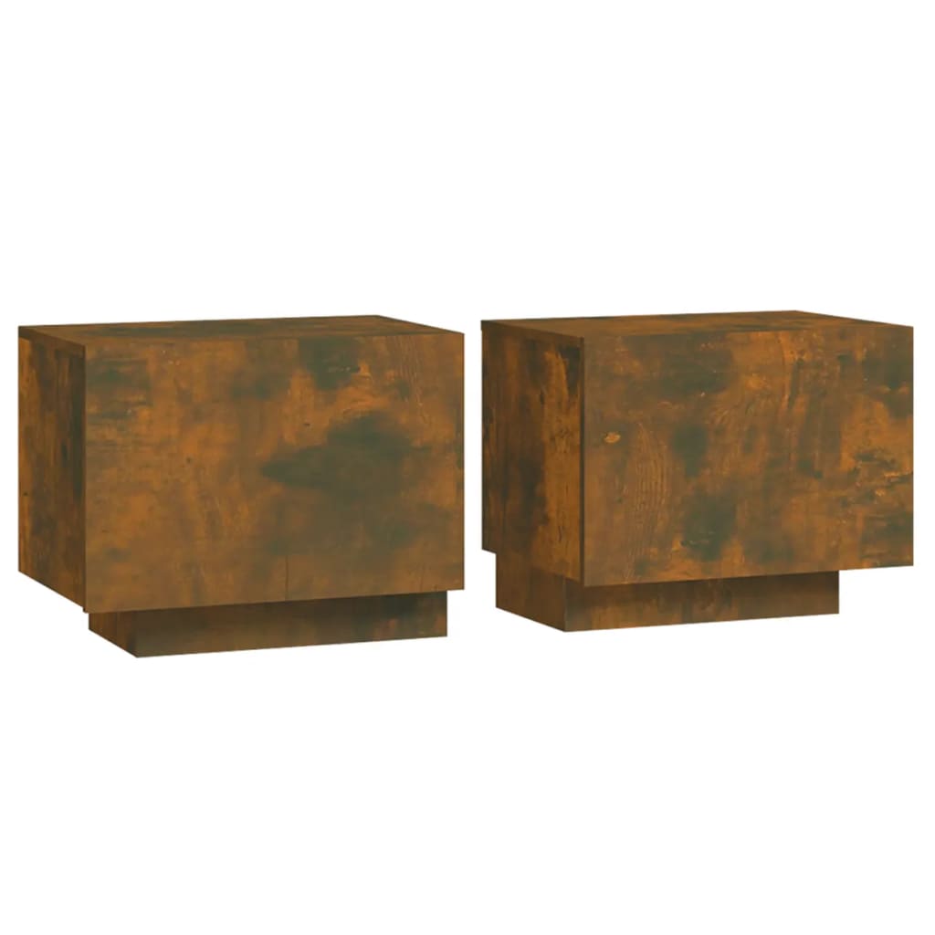 sengebord 100x35x40 cm konstrueret træ røget egetræsfarve