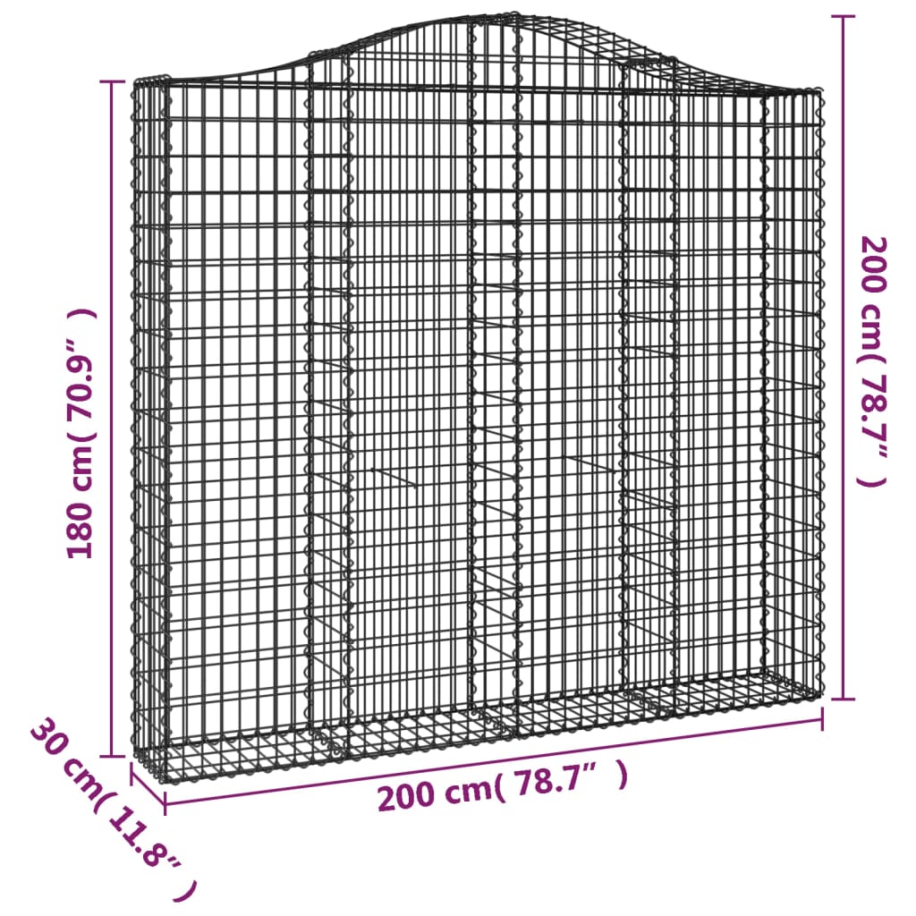 buet gabionkurv 200x30x180/200 cm galvaniseret jern