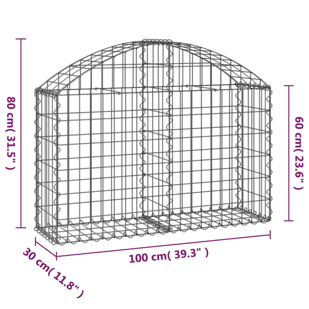 buet gabionkurv 100x30x60/80 cm galvaniseret jern