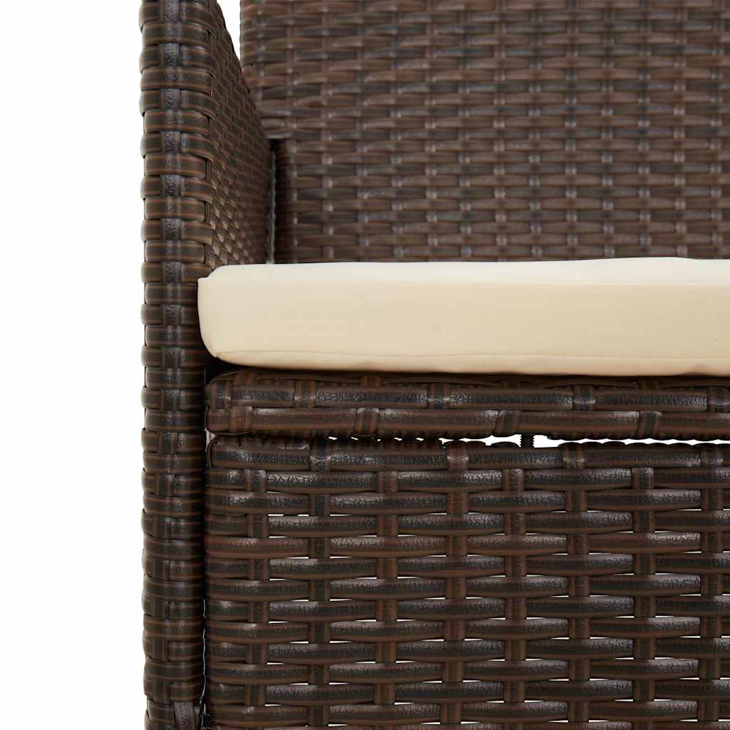 loungesæt til haven 4 dele med hynder polyrattan brun