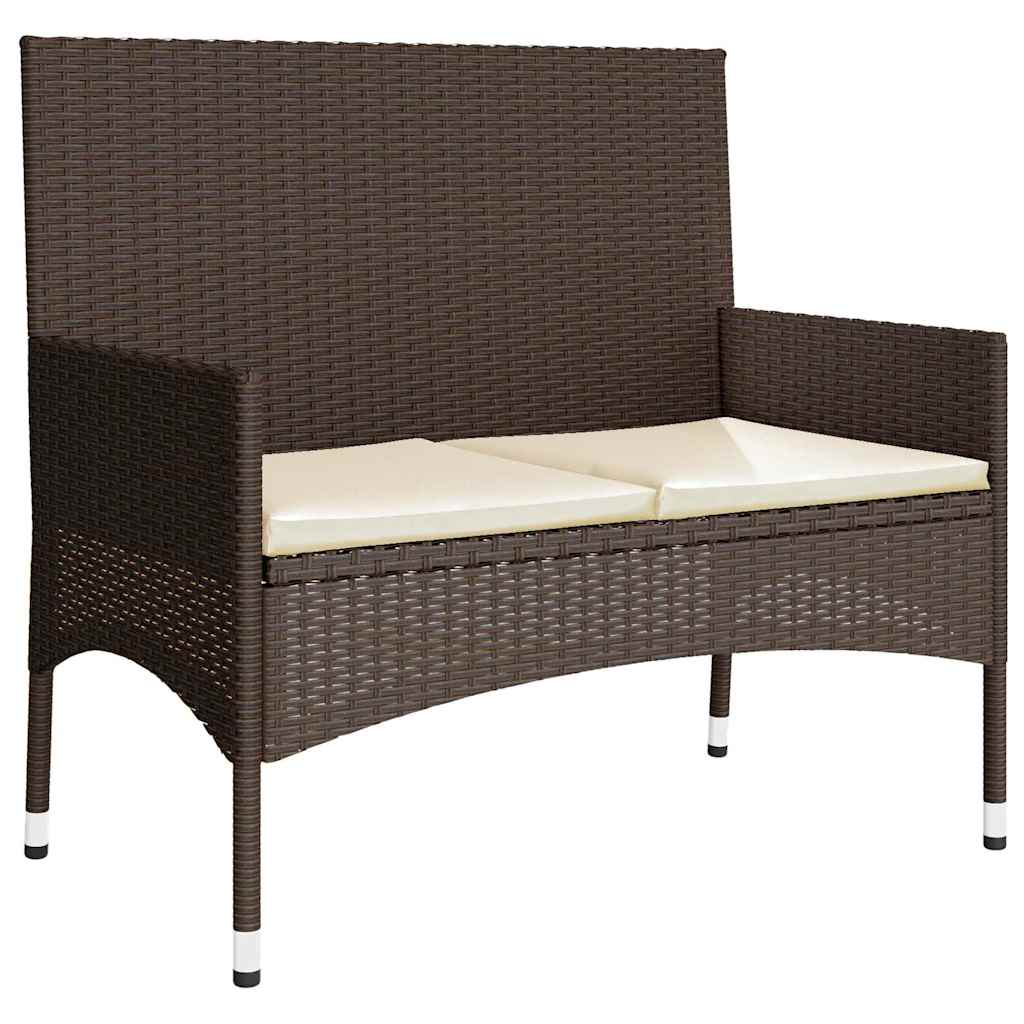 loungesæt til haven 4 dele med hynder polyrattan brun