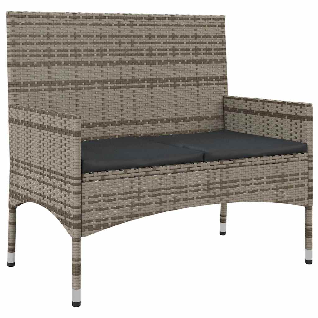 loungesæt til haven 4 dele med hynder polyrattan grå