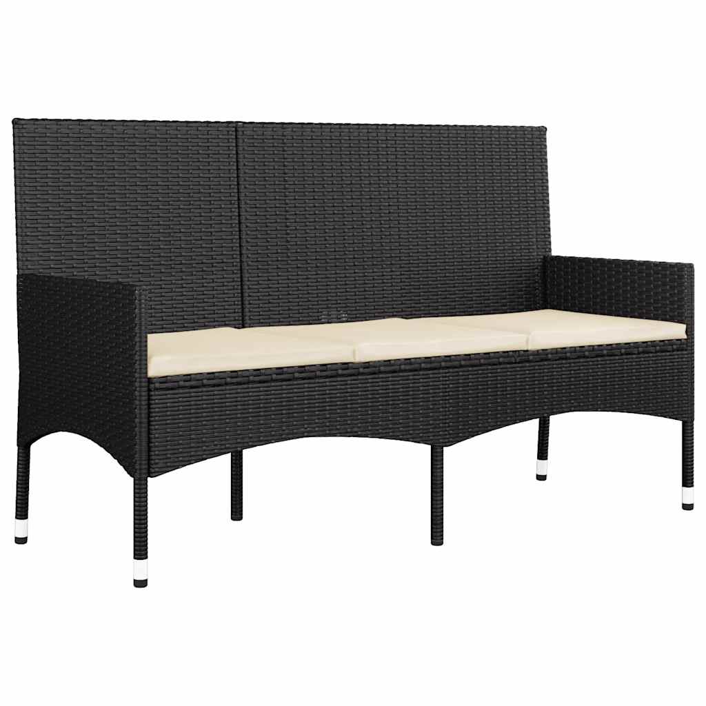 loungesæt til haven 4 dele med hynder polyrattan sort