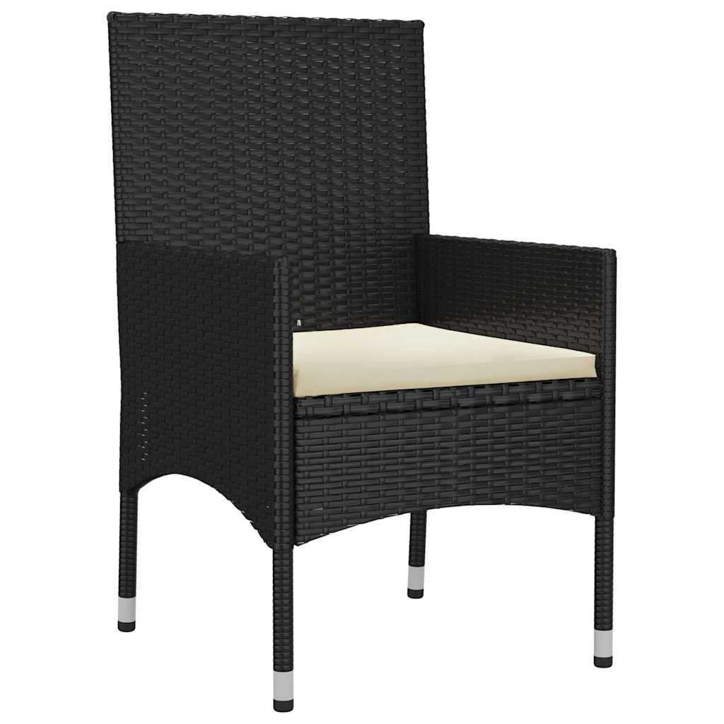 loungesæt til haven 6 dele med hynder polyrattan sort