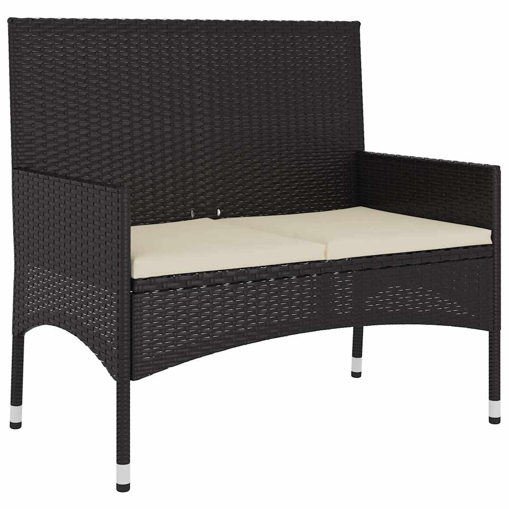 loungesæt til haven 6 dele med hynder polyrattan sort