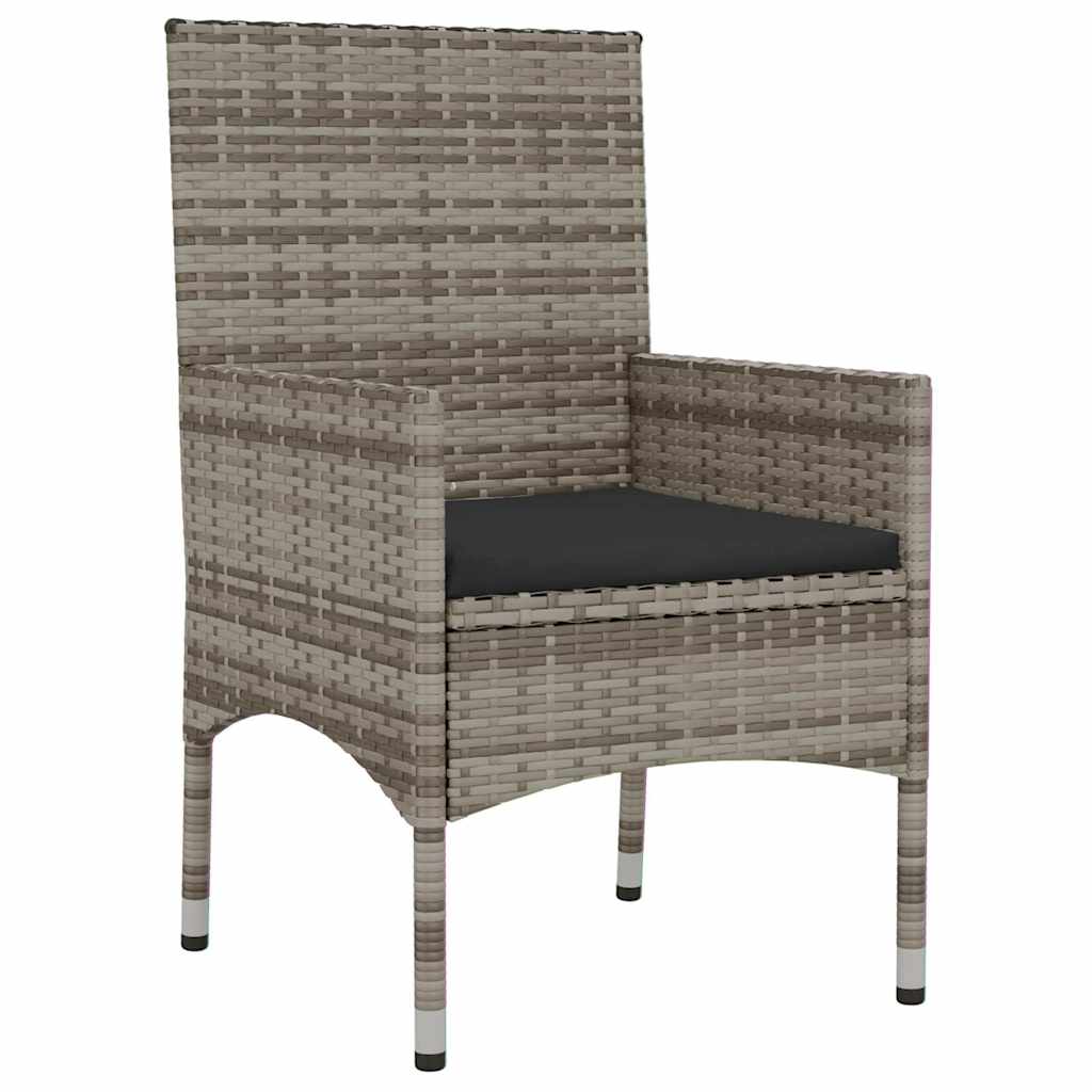 loungesæt til haven 6 dele med hynder polyrattan grå