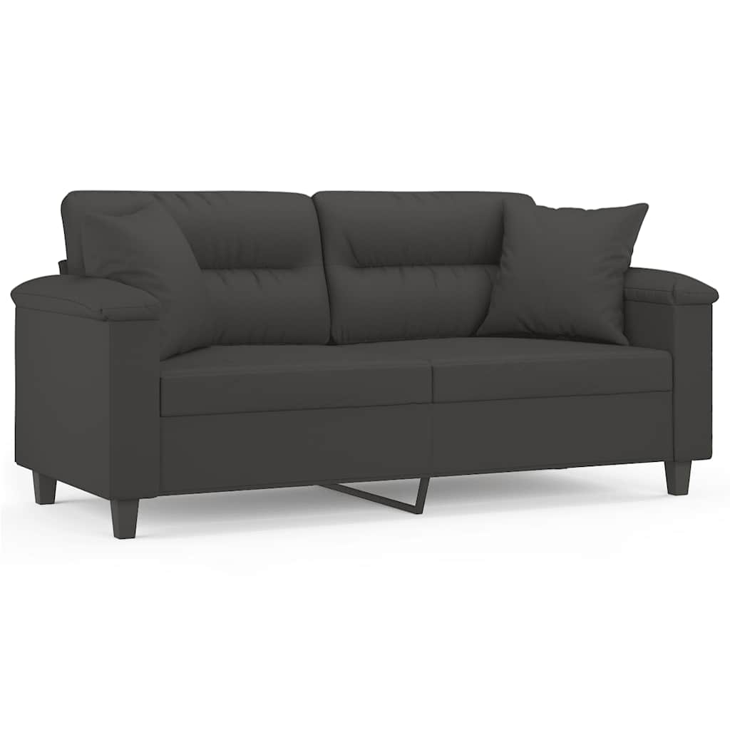 2-personers sofa m. puder hynder 140 cm mikrofiberstof mørkegrå