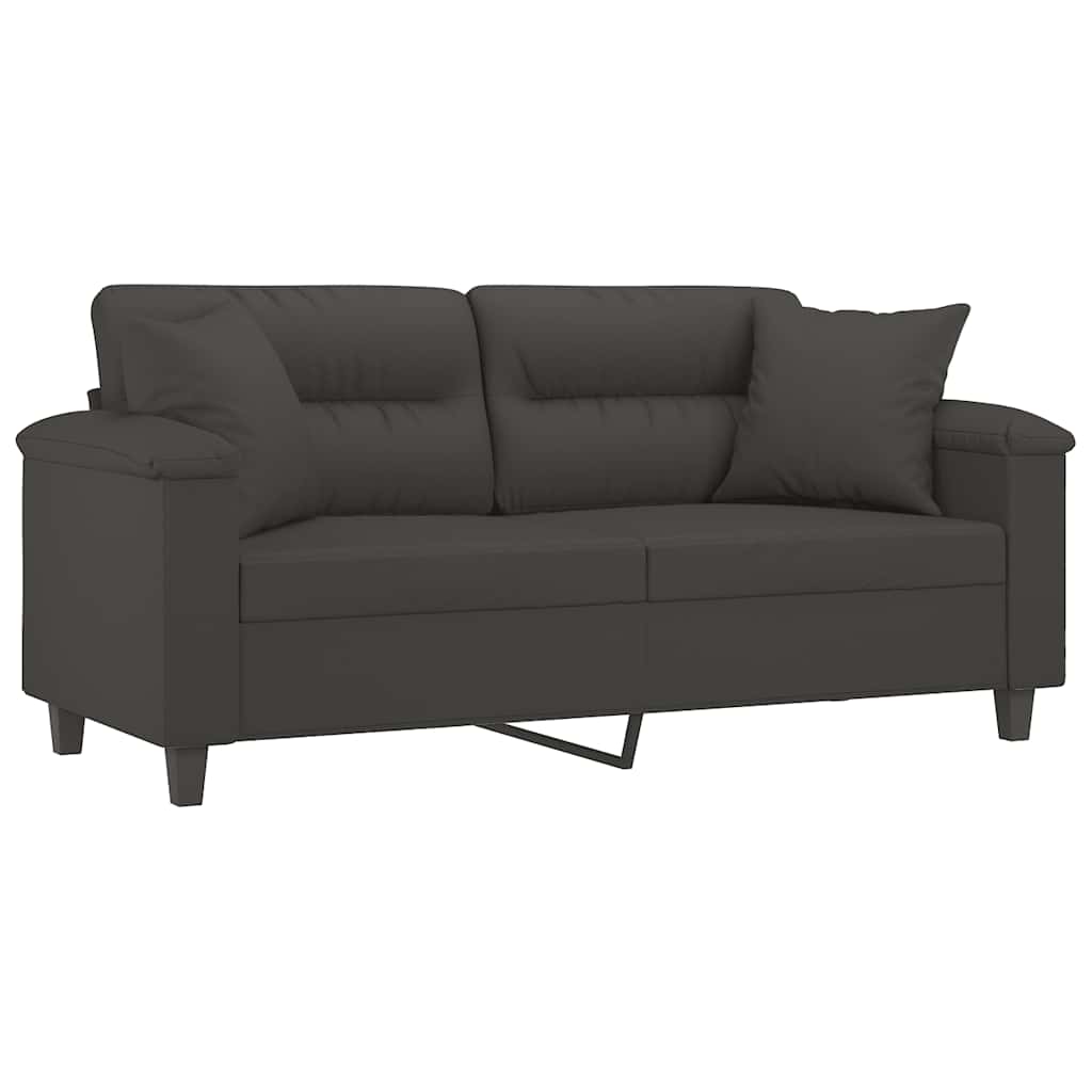 2-personers sofa m. puder hynder 140 cm mikrofiberstof mørkegrå