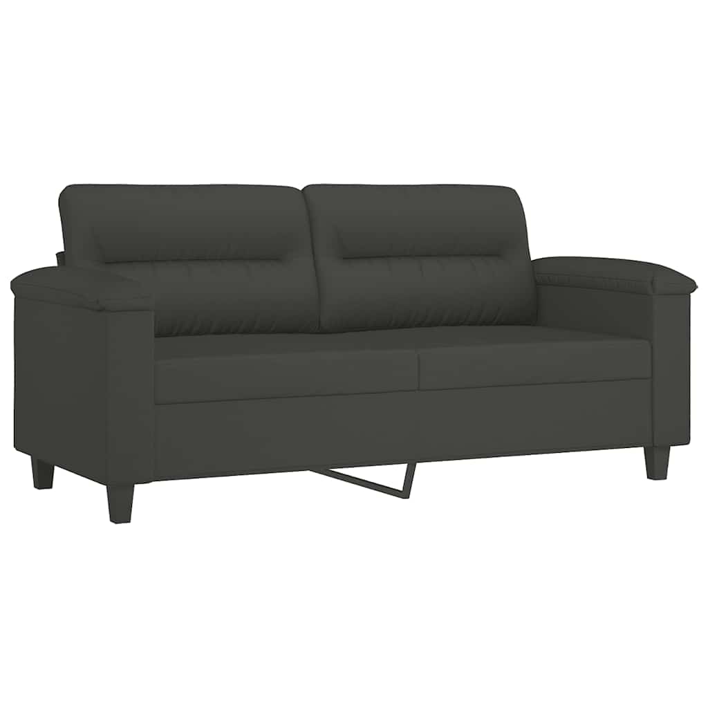 2-personers sofa m. puder hynder 140 cm mikrofiberstof mørkegrå