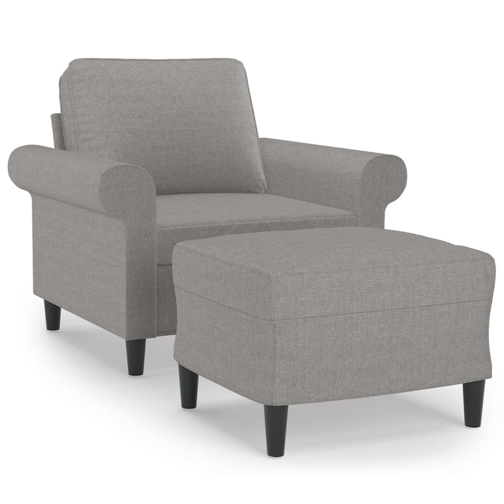 sofastol med fodskammel 60 cm stof lysegrå