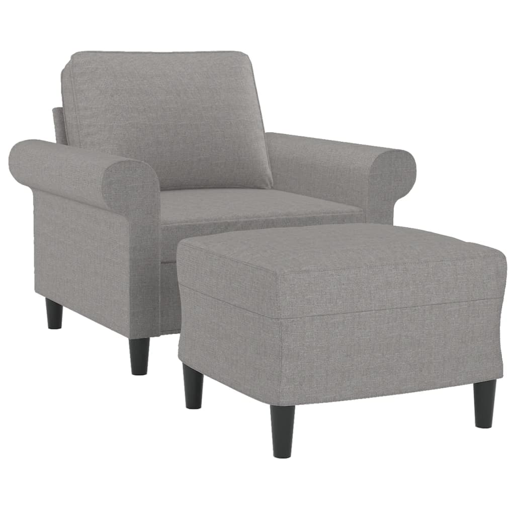 sofastol med fodskammel 60 cm stof lysegrå